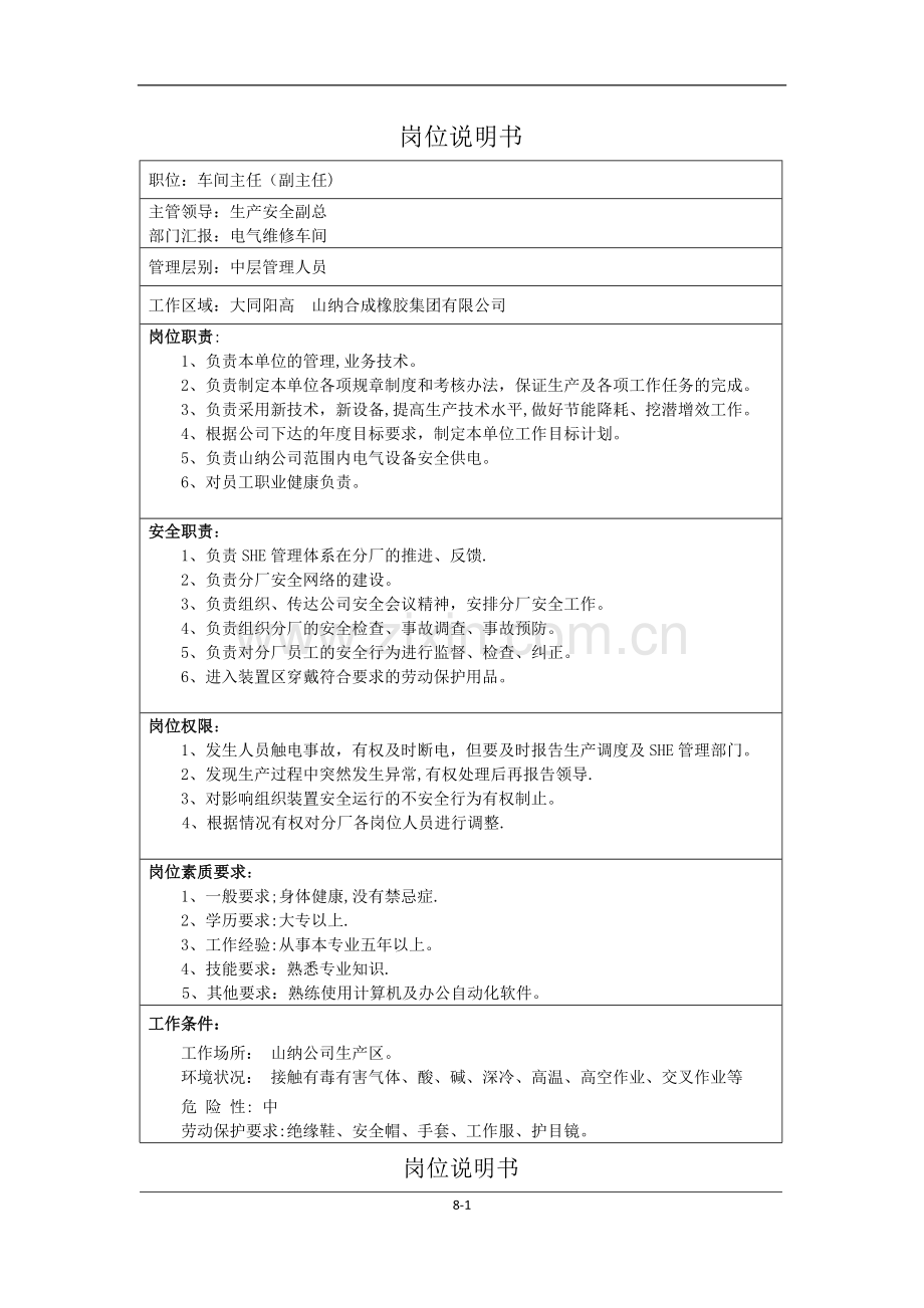 电气维修车间岗位职责说明书.doc_第1页