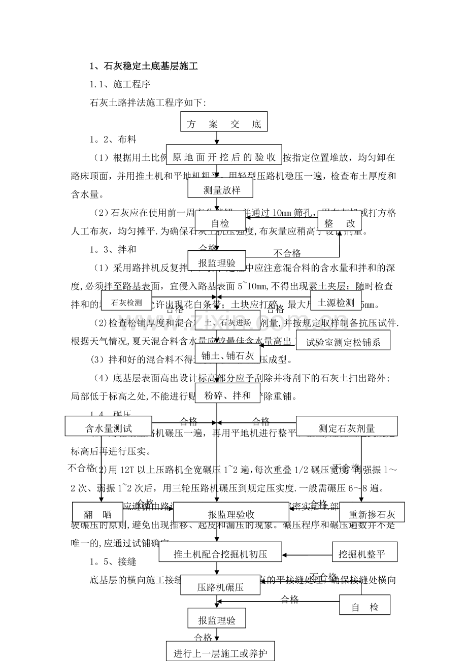 石灰稳定土底基层施工工艺流程图.doc_第1页