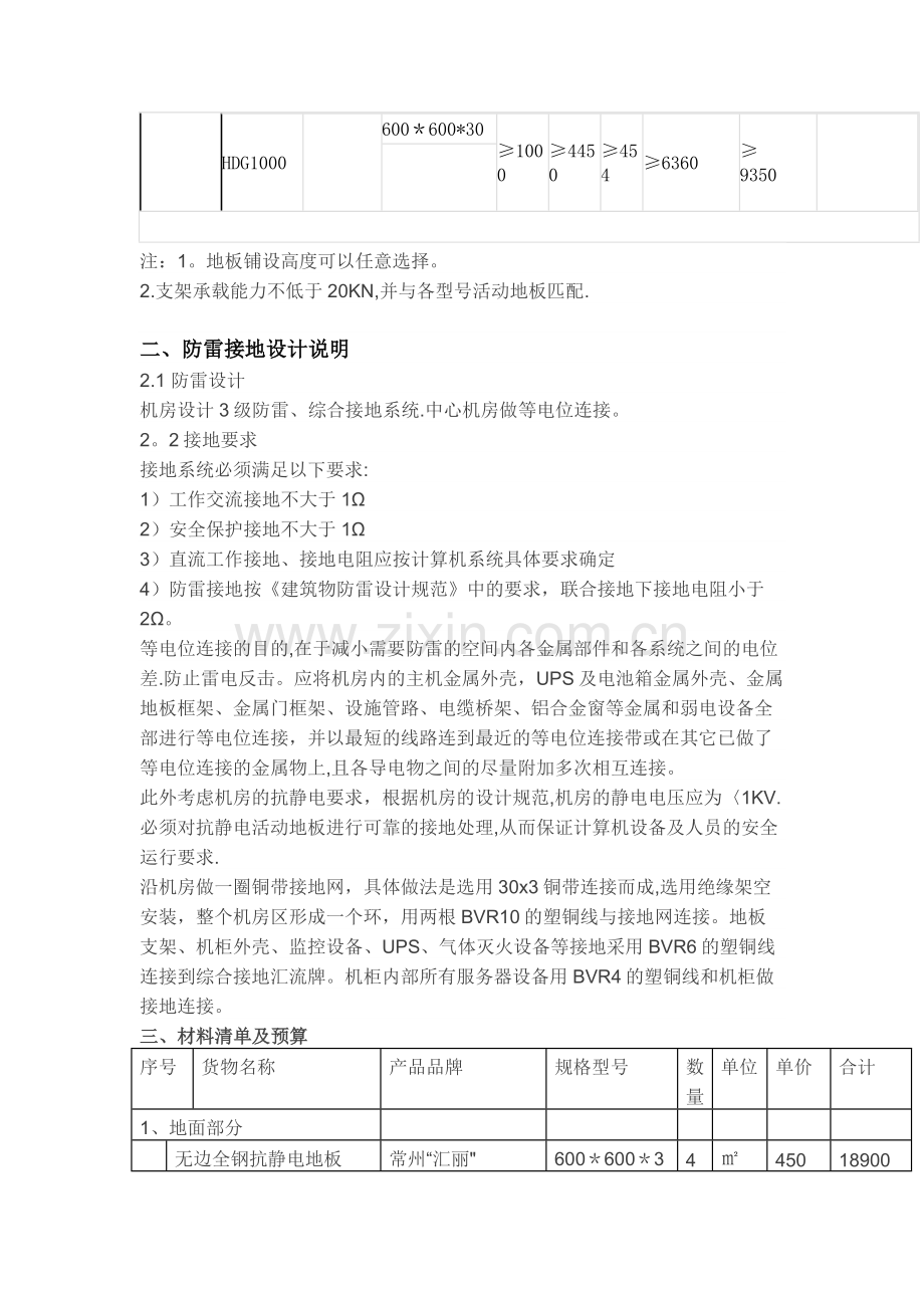 弱电机房装修材料清单及预算方案.doc_第3页