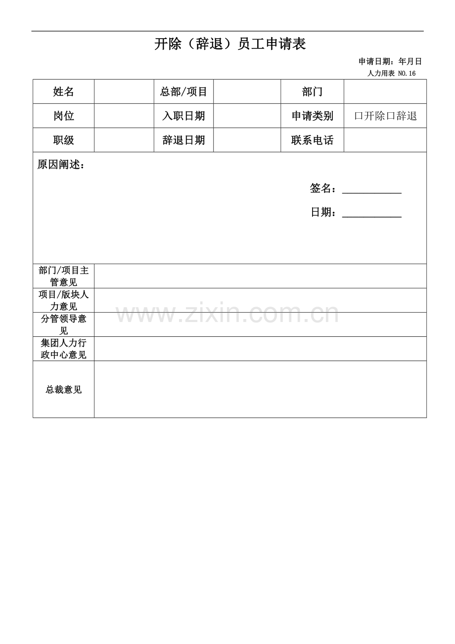 开除(辞退)员工申请表.doc_第1页