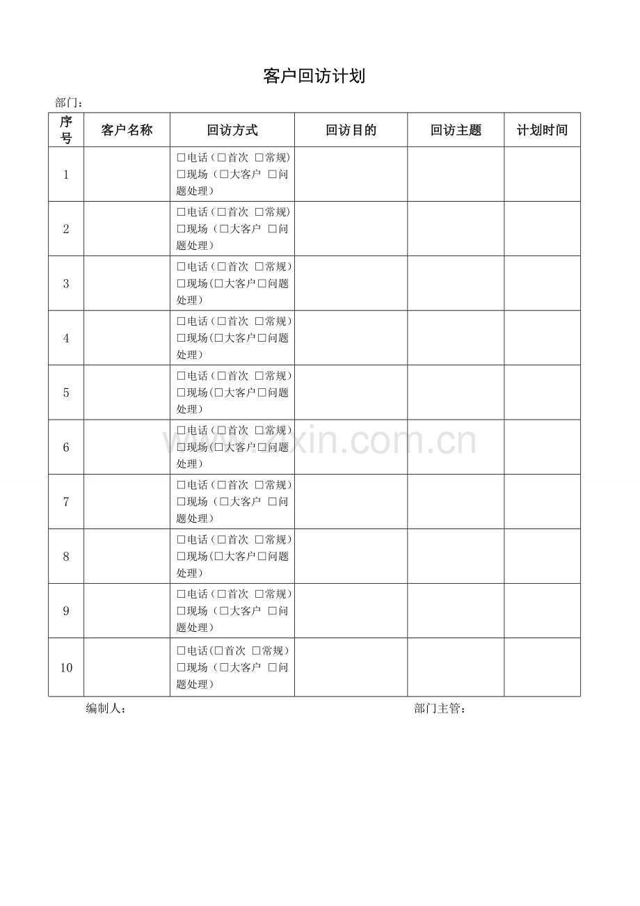 客户回访记录表及客户回访计划表.doc_第3页