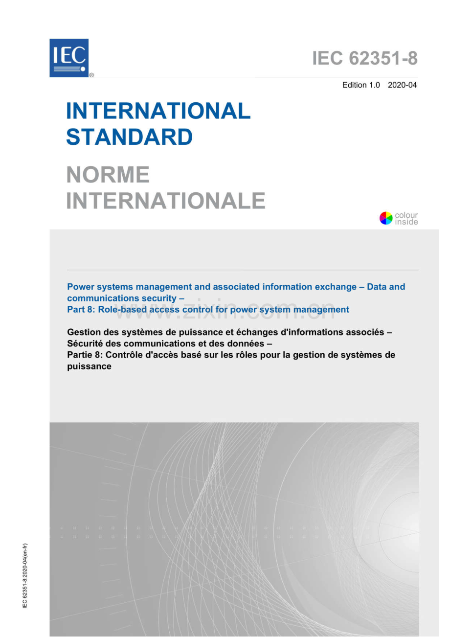 IEC 62351-8：2020 电力系统管理和相关信息交换 数据和通信安全 第8部分：基于角色的电力系统管理访问控制.pdf_第1页