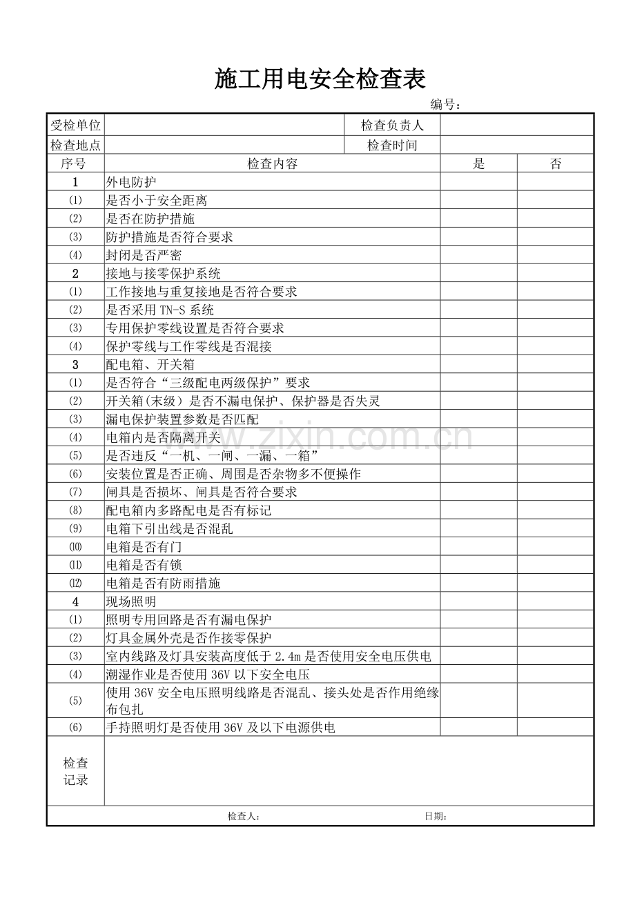 电工安全检查表.doc_第1页