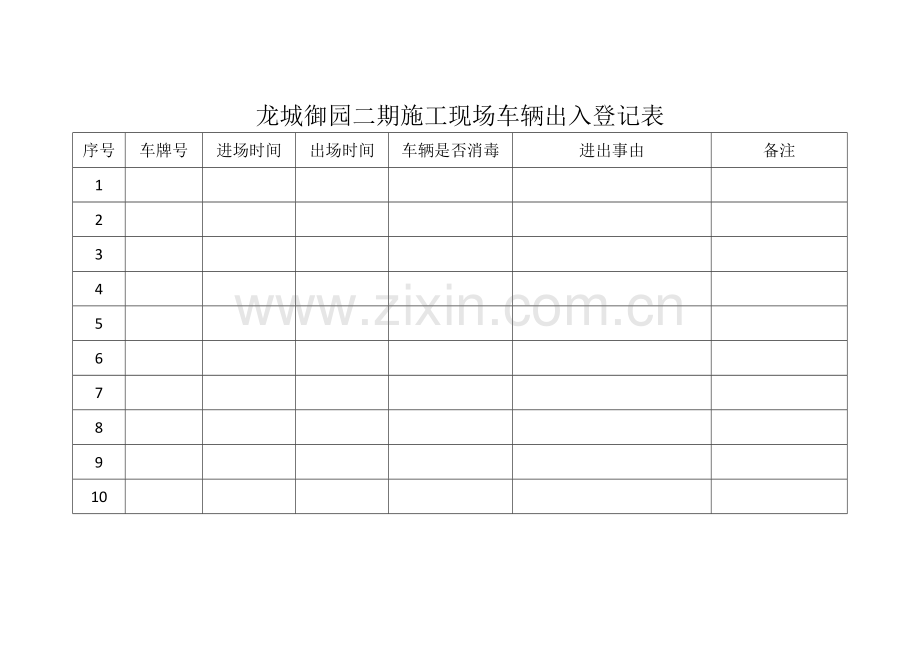 施工现场车辆出入登记表.doc_第1页