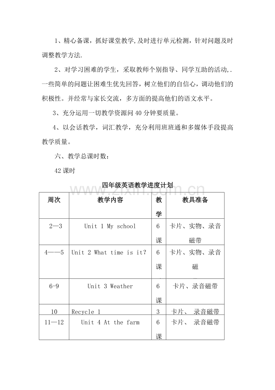 新版pep四年级英语下册教学计划.doc_第3页