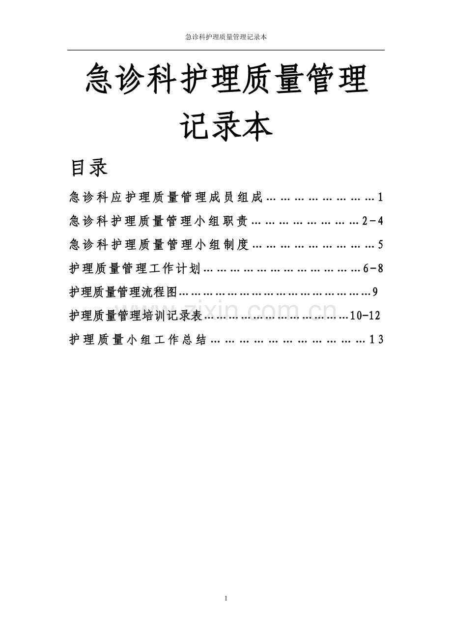 护理质量管理小组记录本.doc_第1页