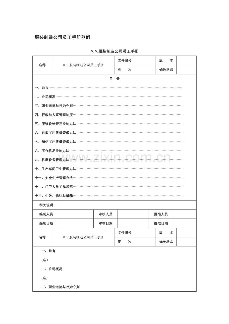 人力资源管理服装制造公司员工手册.doc_第1页