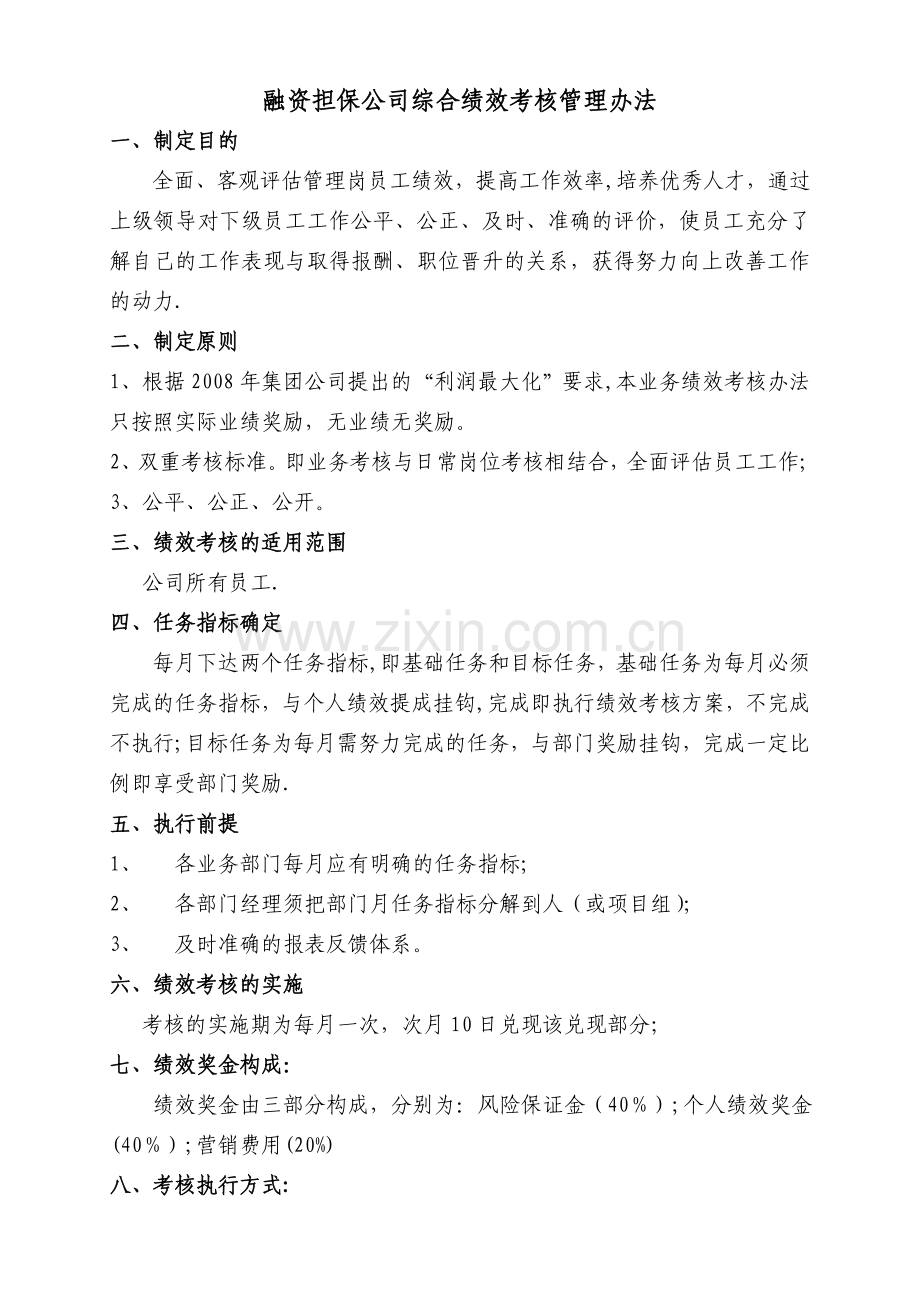 融资担保公司绩效考核办法.doc_第1页