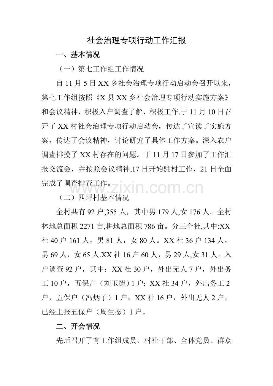 社会治理专项行动工作汇报.doc_第1页