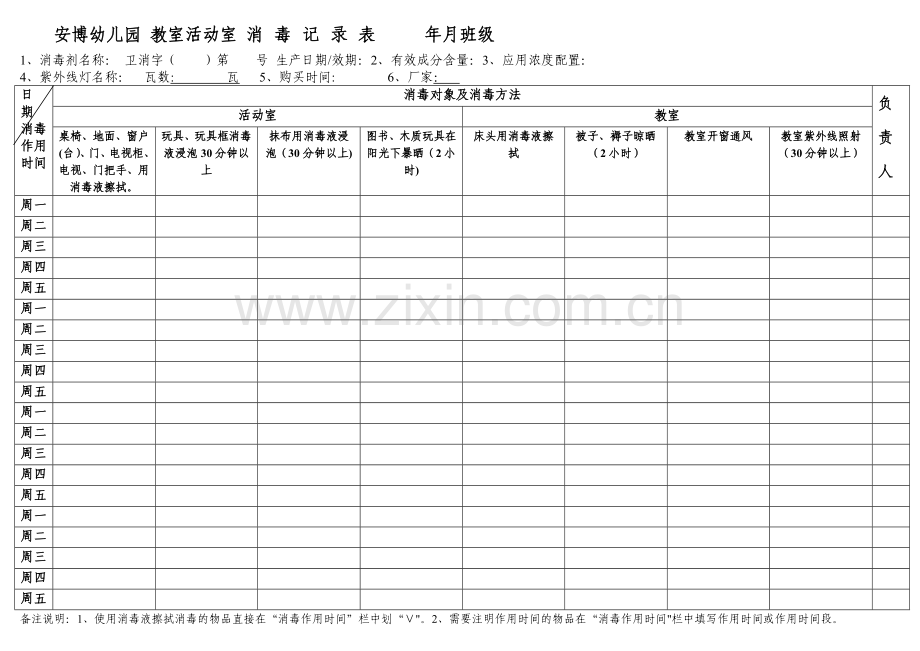 安博幼儿园--厨房-消毒记录表.doc_第1页