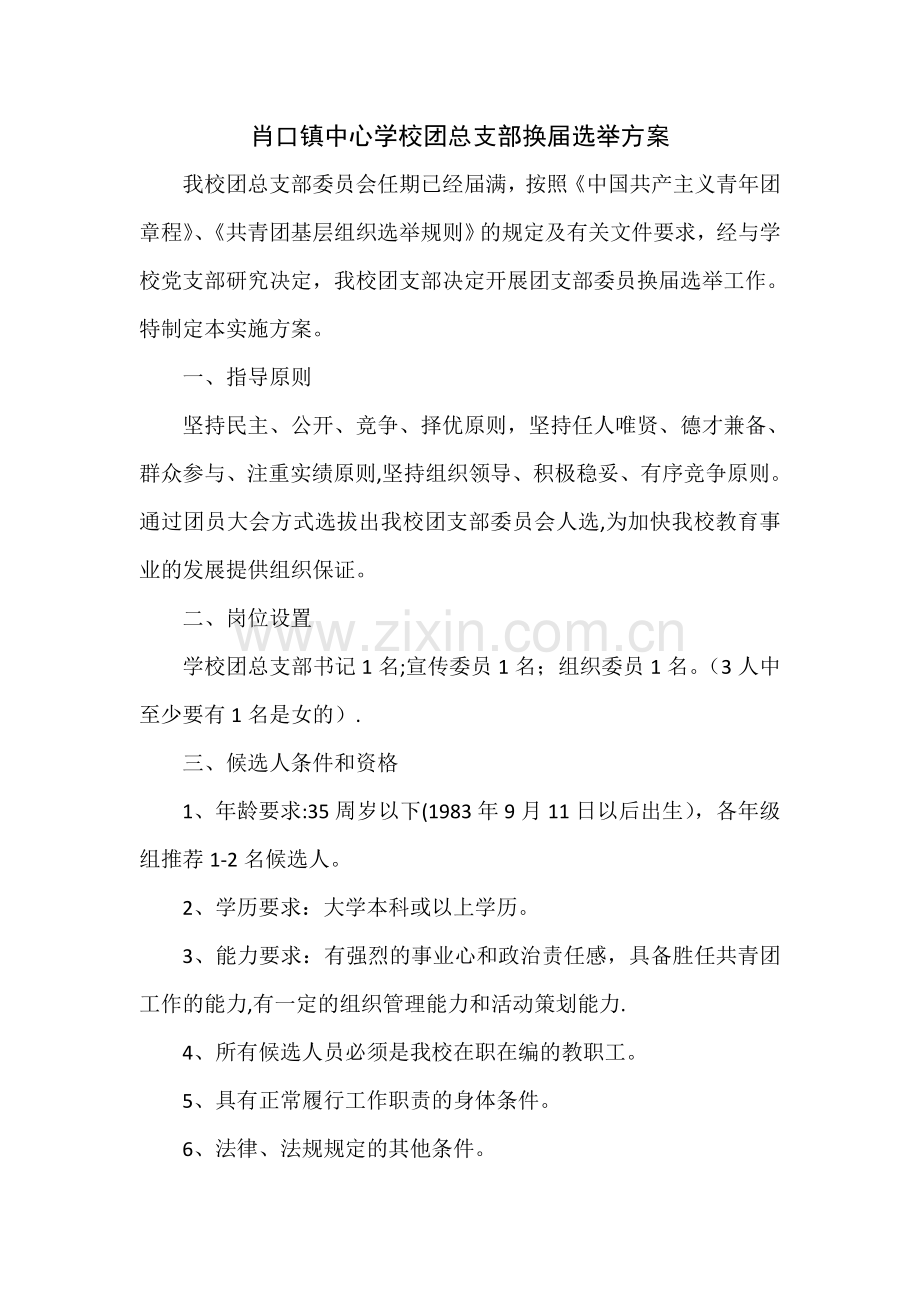 学校团总支部换届选举方案.doc_第1页