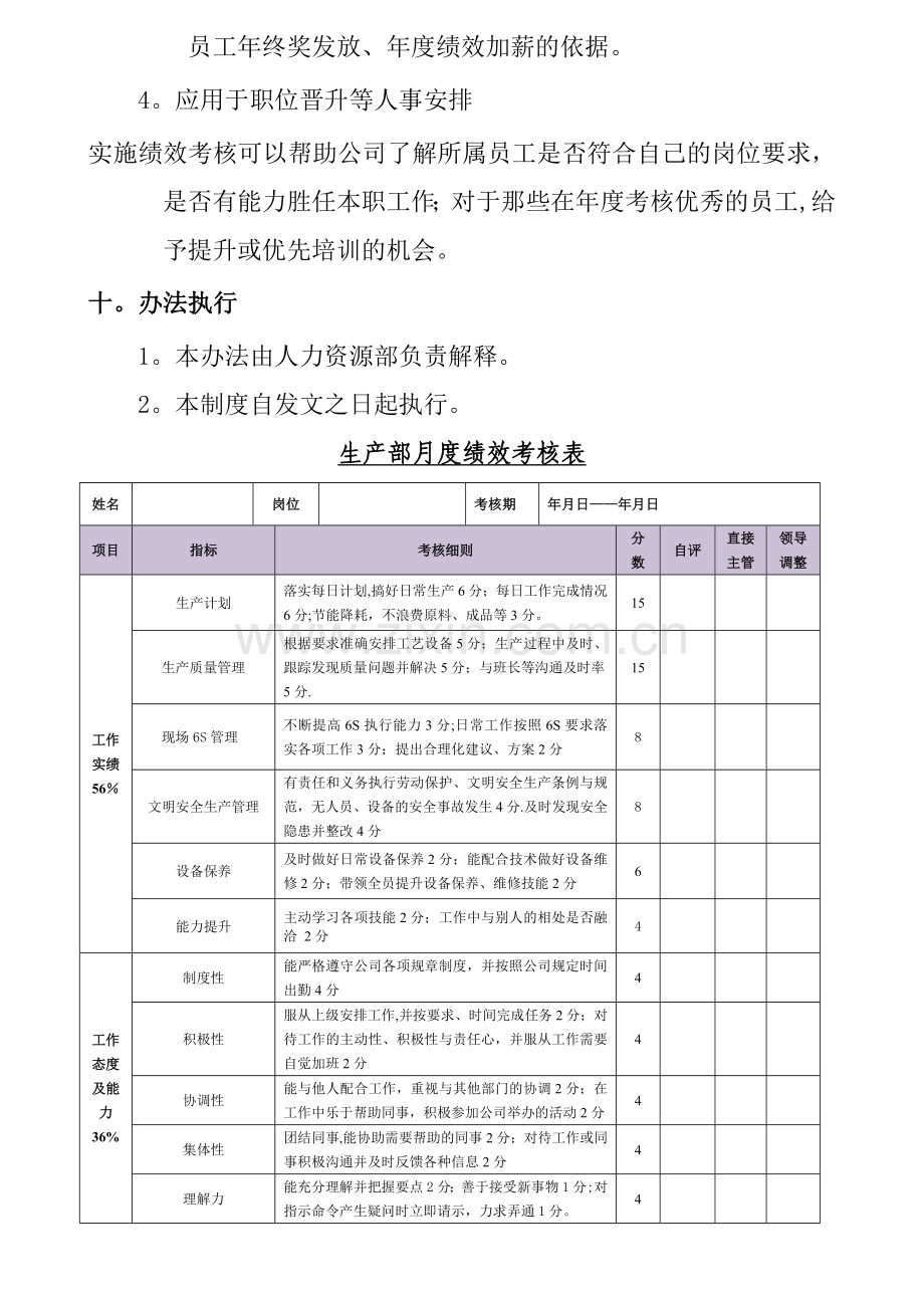 完整生产部绩效考核办法及考核表.doc_第3页