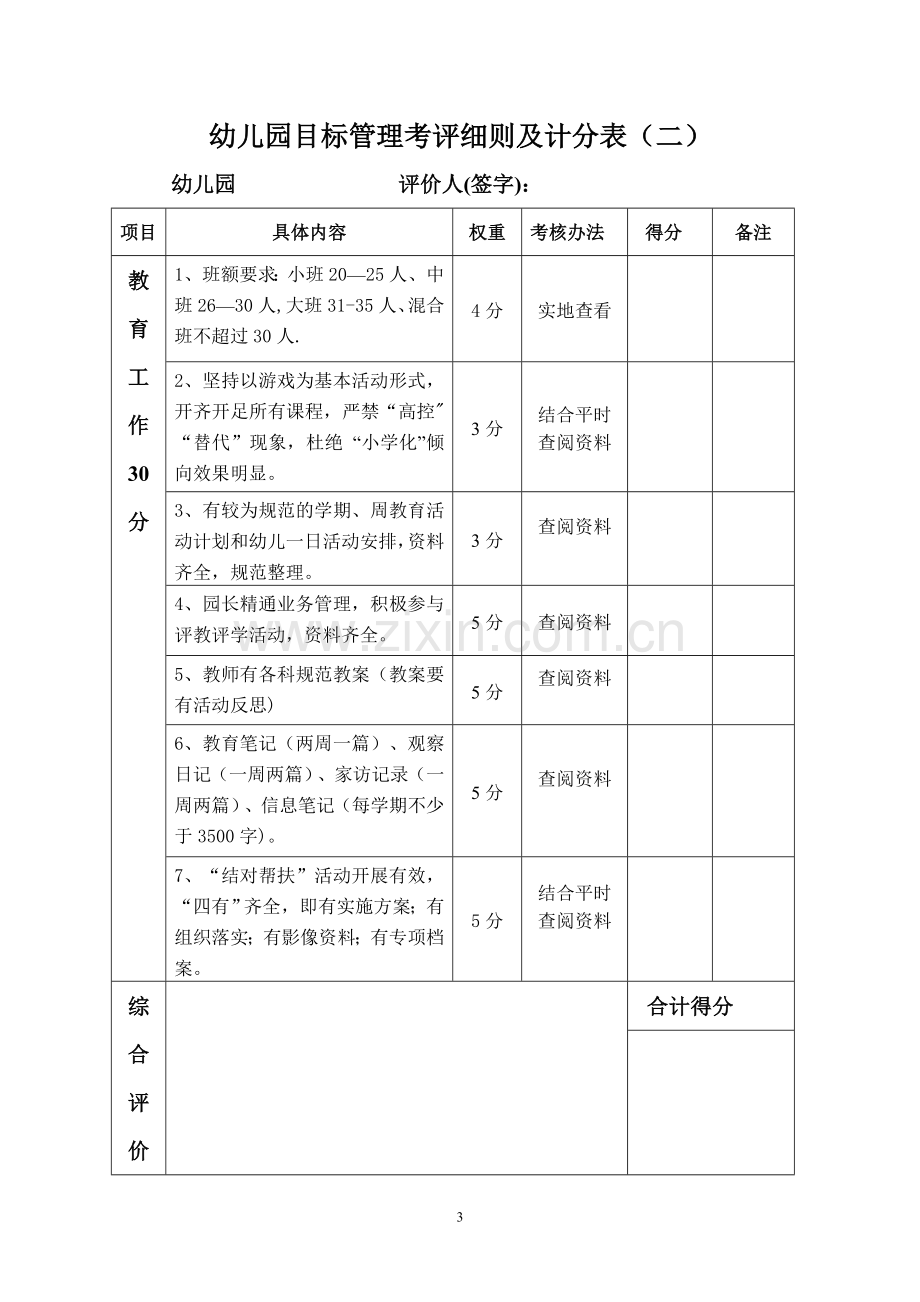 幼儿园目标管理考评方案及细则180119.doc_第3页