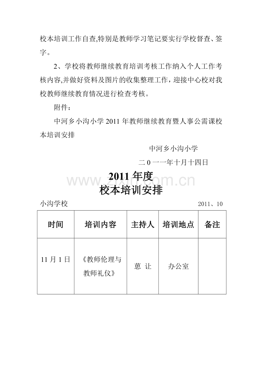 中河乡小沟小学继续教育校本培训及考核计划.doc_第3页