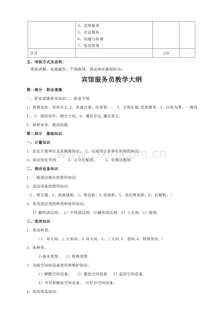 客房服务员教学计划及大纲.doc_第2页