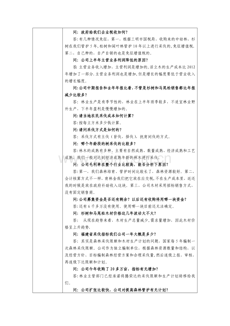 福建金森林业股份有限公司投资者关系活动记录表.doc_第3页