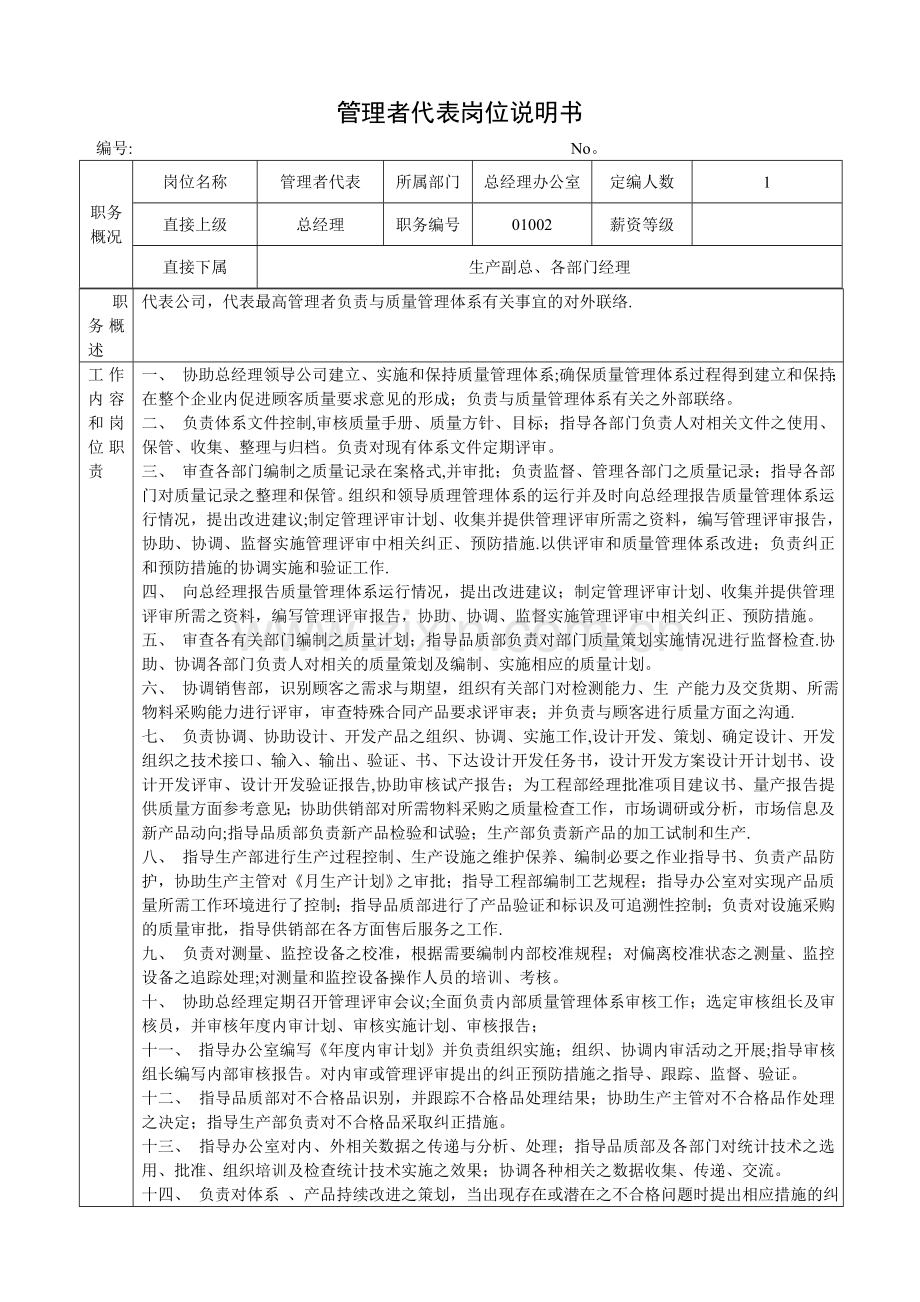 管理者代表岗位说明书.doc_第1页