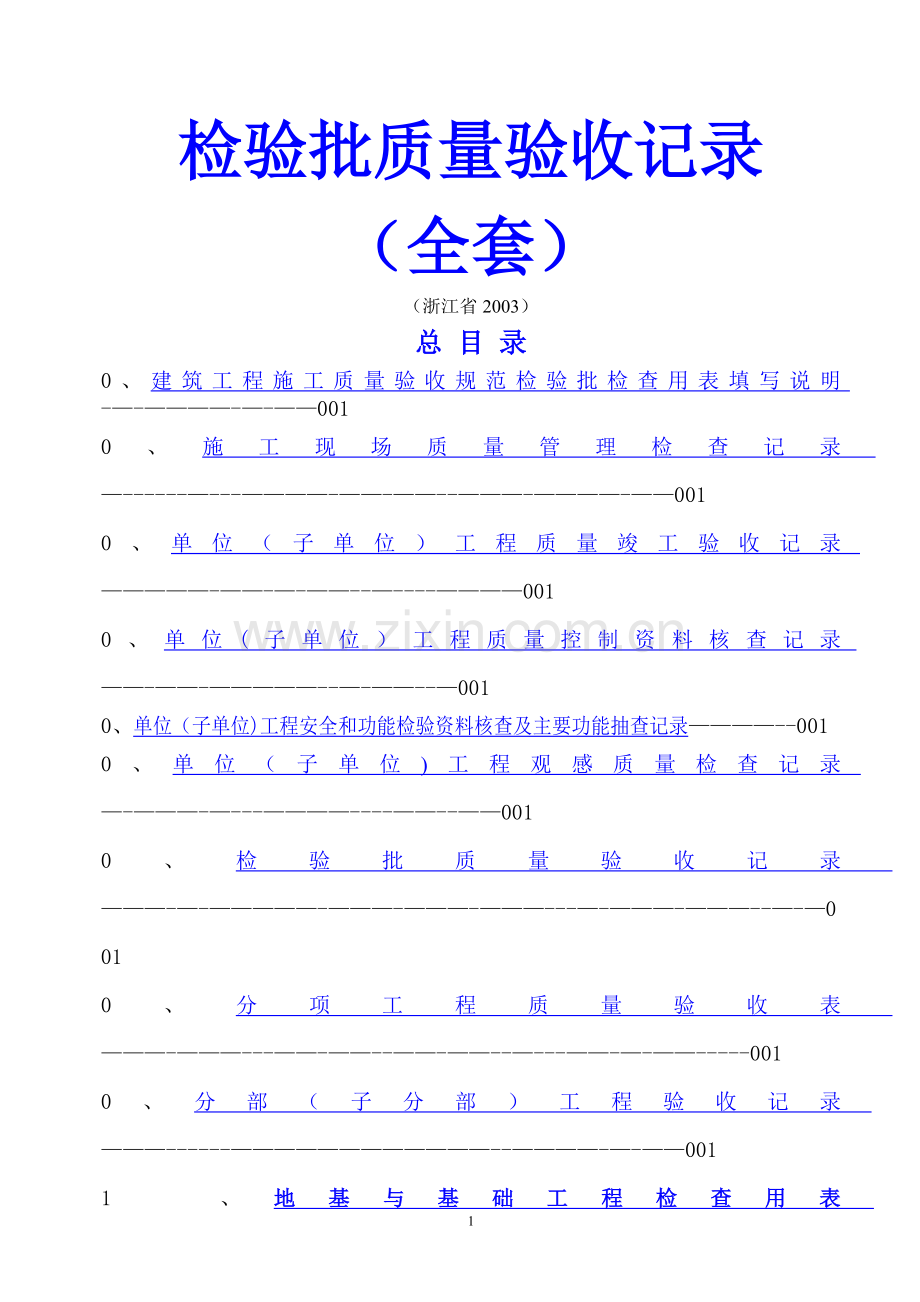 检验批质量验收记录全套-2015-8-31.doc_第1页