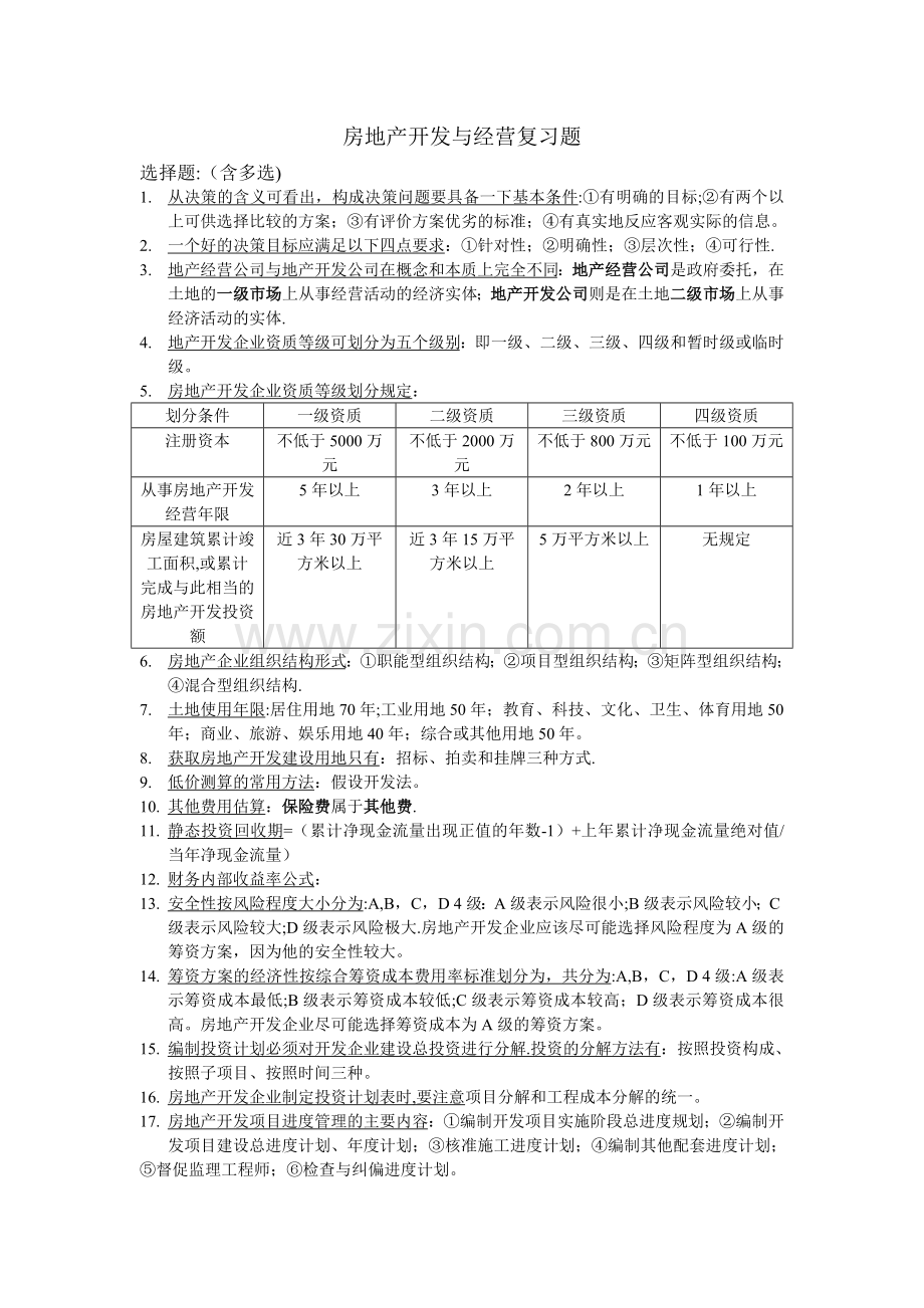 自考房地产开发与经营重点.doc_第1页