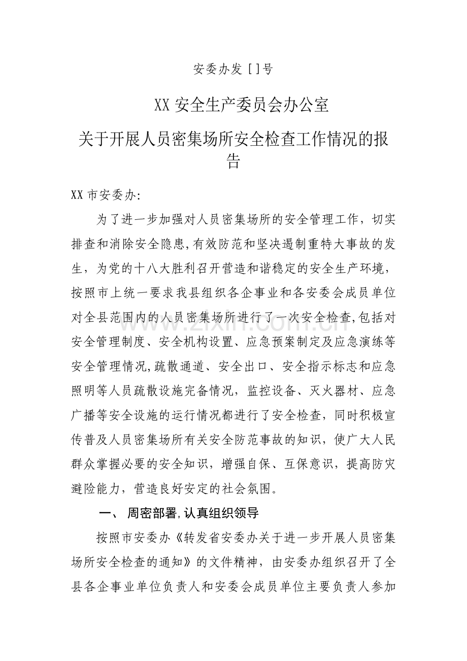 安监局人员密集场所安全检查总结.doc_第1页