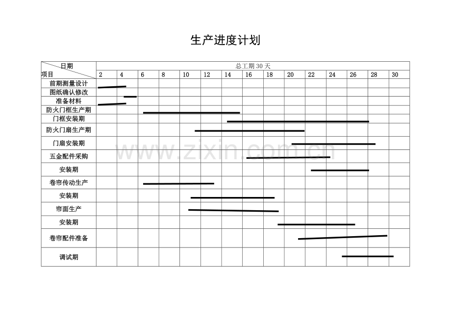 生产进度计划表防火门.doc_第1页