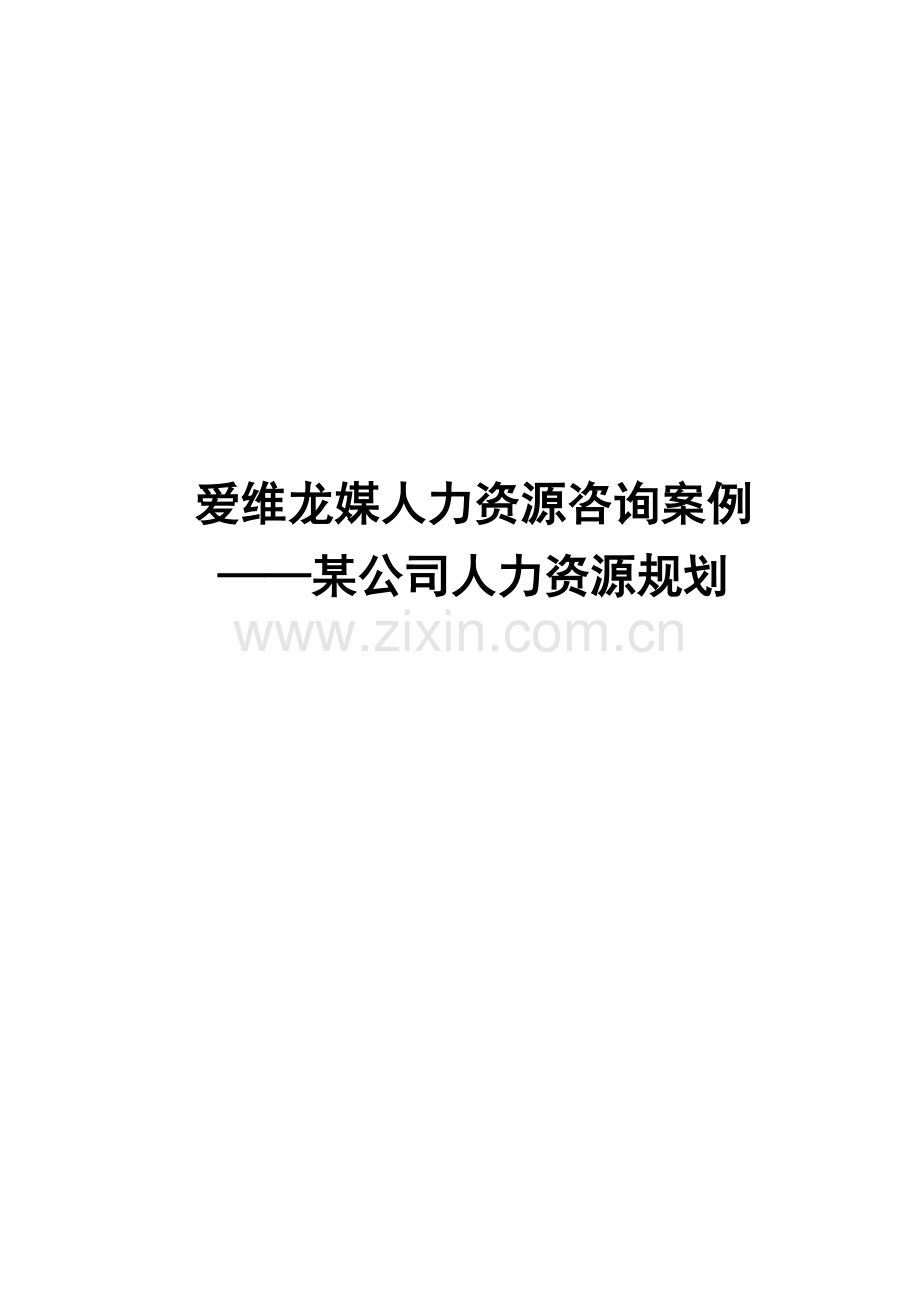 爱维龙媒人力资源咨询案例——某公司人力资源规划.doc_第1页