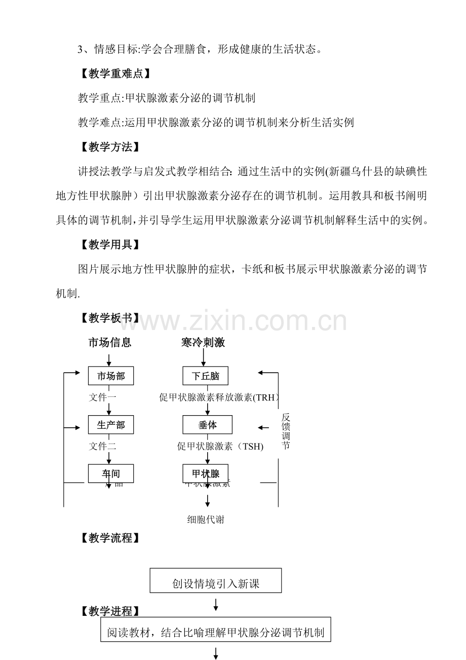 甲状腺激素分泌的调节机制-教案.doc_第2页