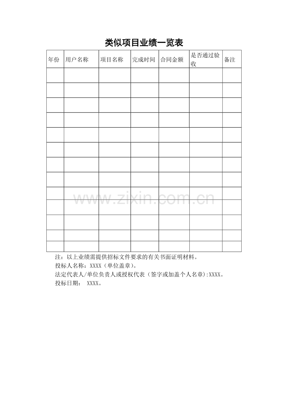 类似项目业绩一览表.doc_第1页