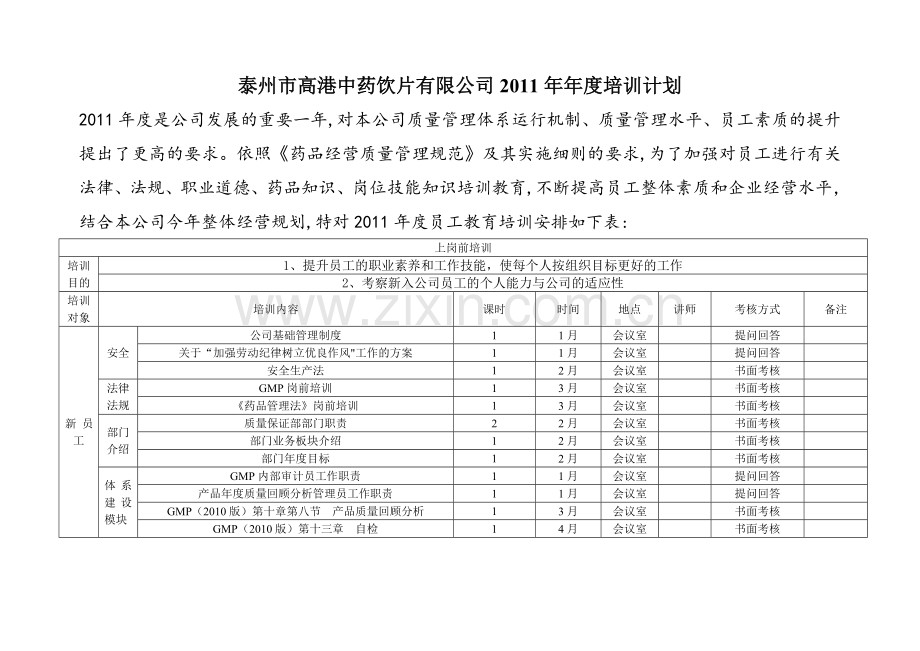 药厂培训计划(1).doc_第1页