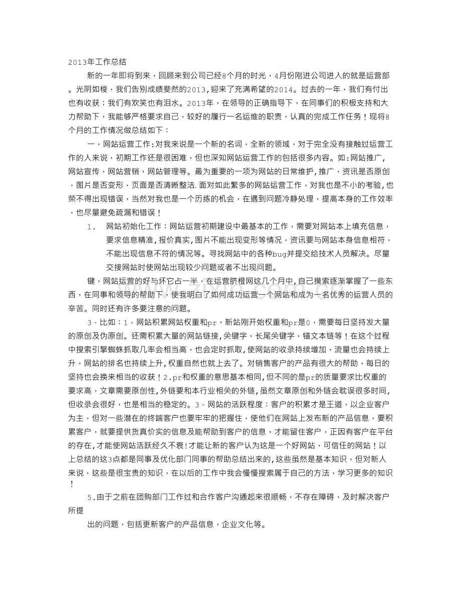 网店运营年终工作总结.doc_第1页