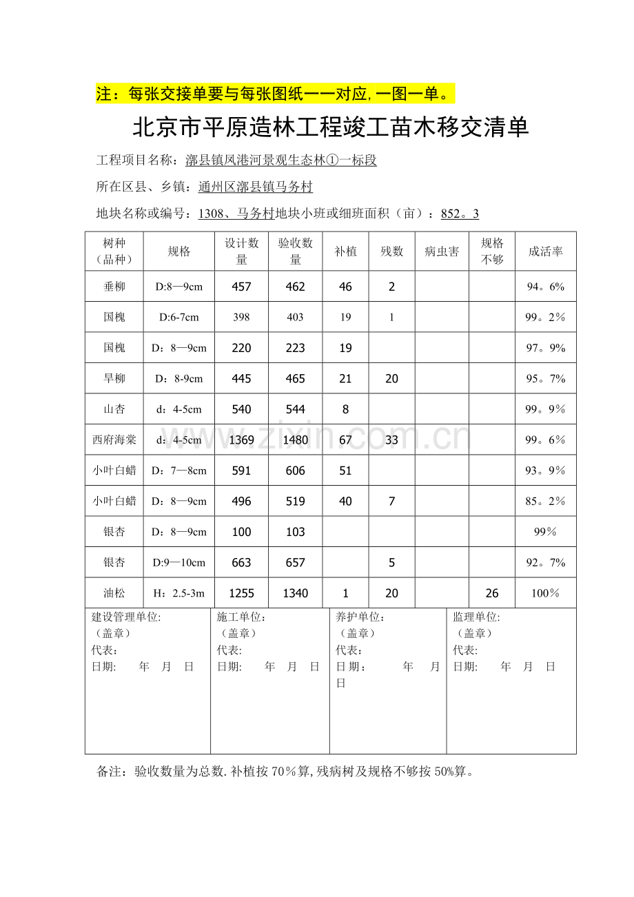 样表--苗木移交清单.doc_第1页