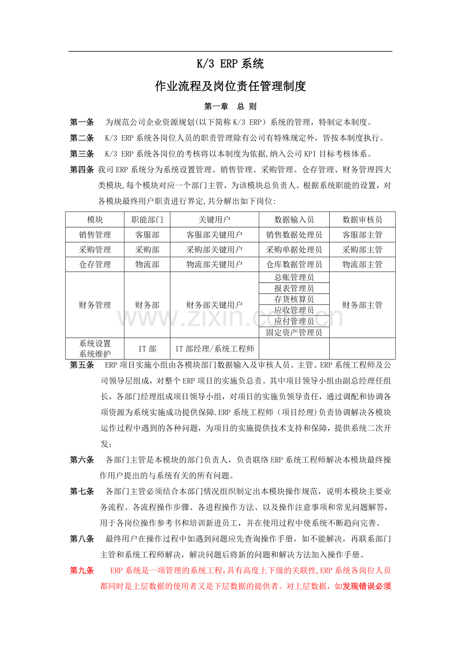 系统操作流程及岗位责任管理制度.doc_第1页