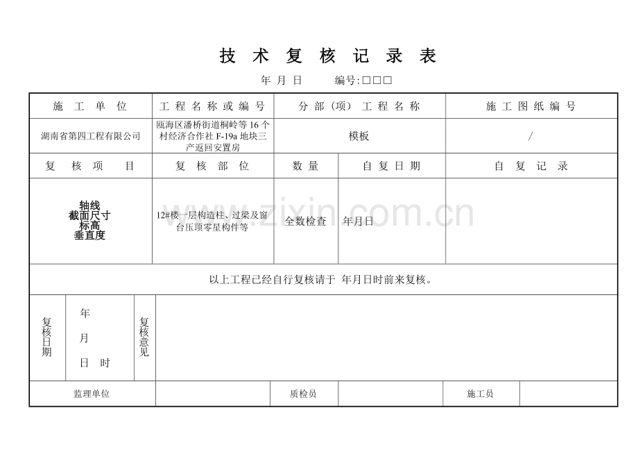 技术复核记录表(模板)3.doc_第1页