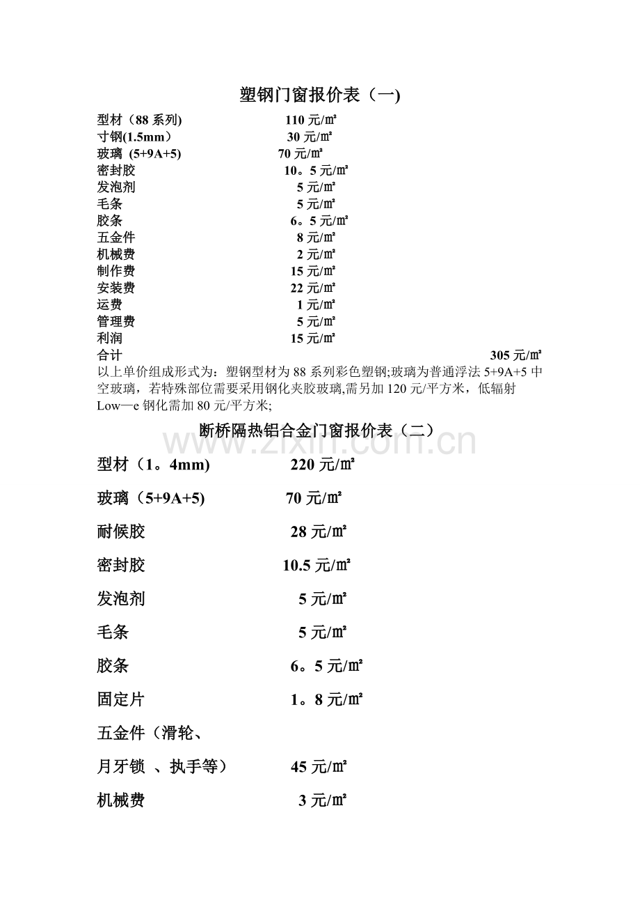 塑钢门窗报价表.doc_第1页