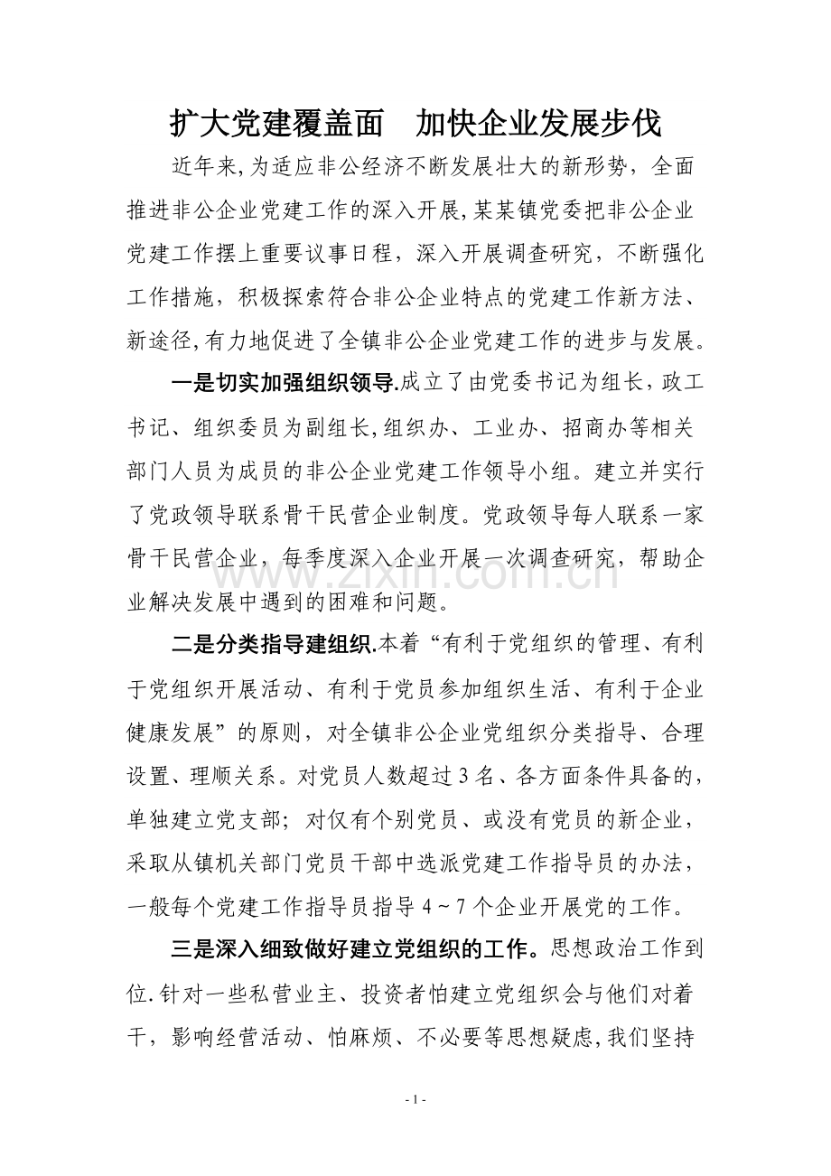 乡镇非公企业党建工作总结.doc_第1页