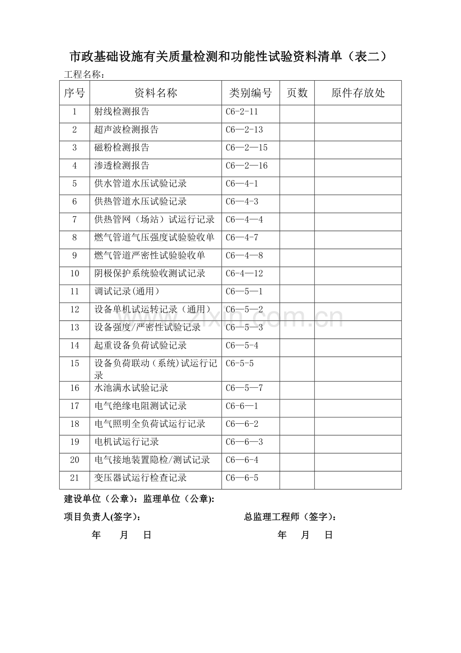 市政工程功能性检测试验资料清单.doc_第2页