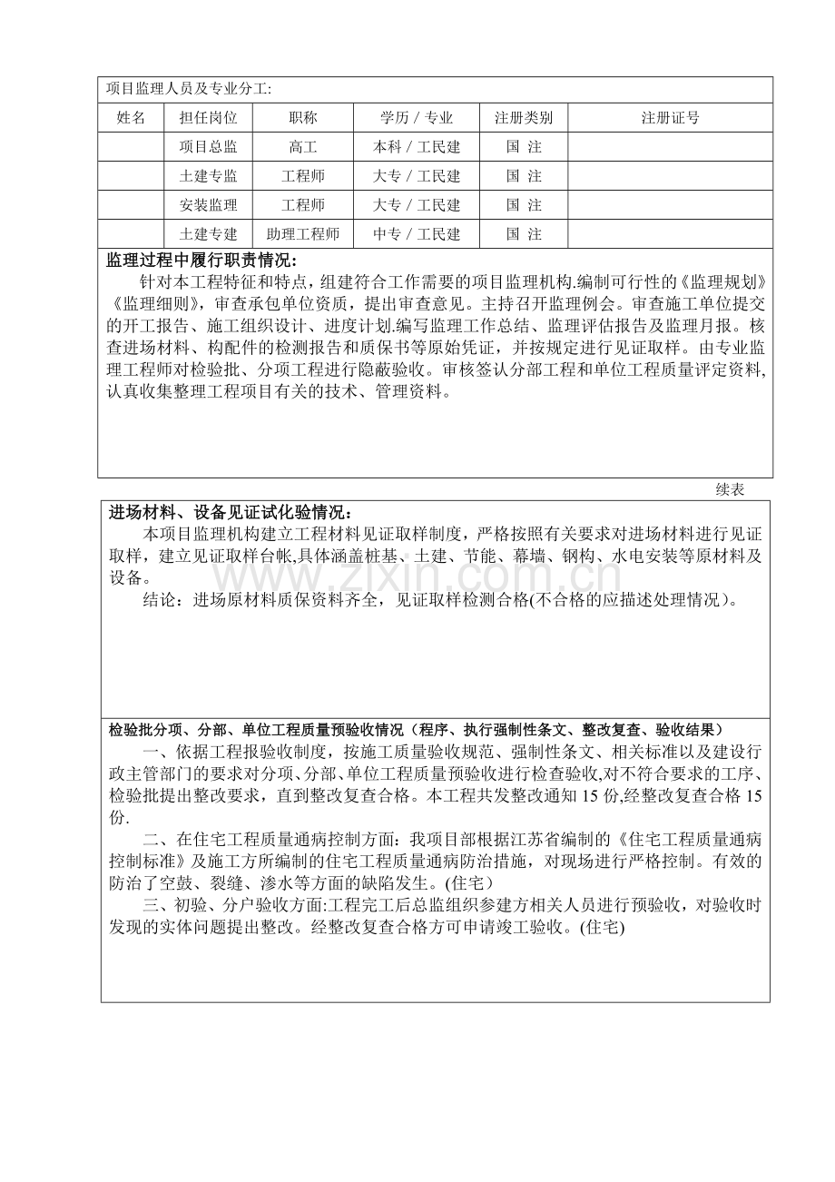 建设工程质量评估报告(监理范本)(杨).doc_第2页