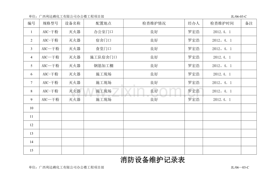 消防设备维护记录表.doc_第3页