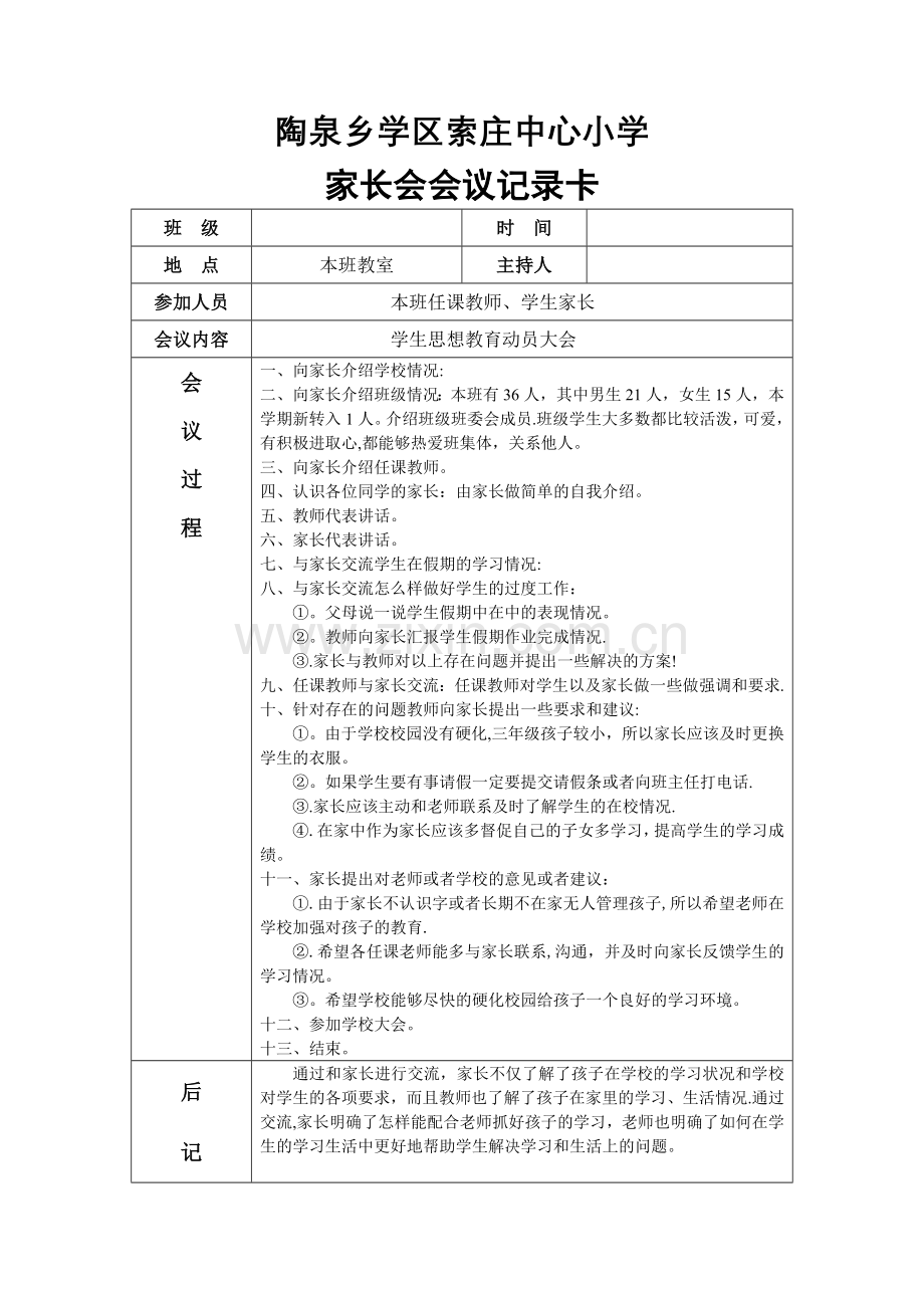 家长会会议记录表1.doc_第1页