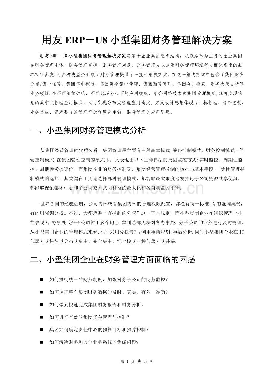 用友小型集团财务管理解决方案.doc_第1页