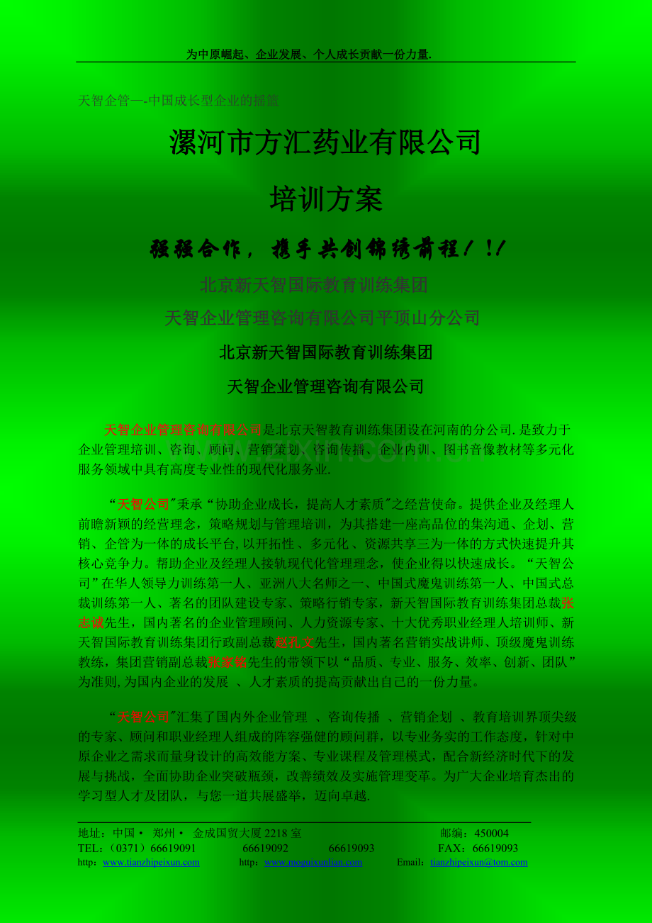 蓝峰科技实业有限公司培训方案——1.doc_第1页