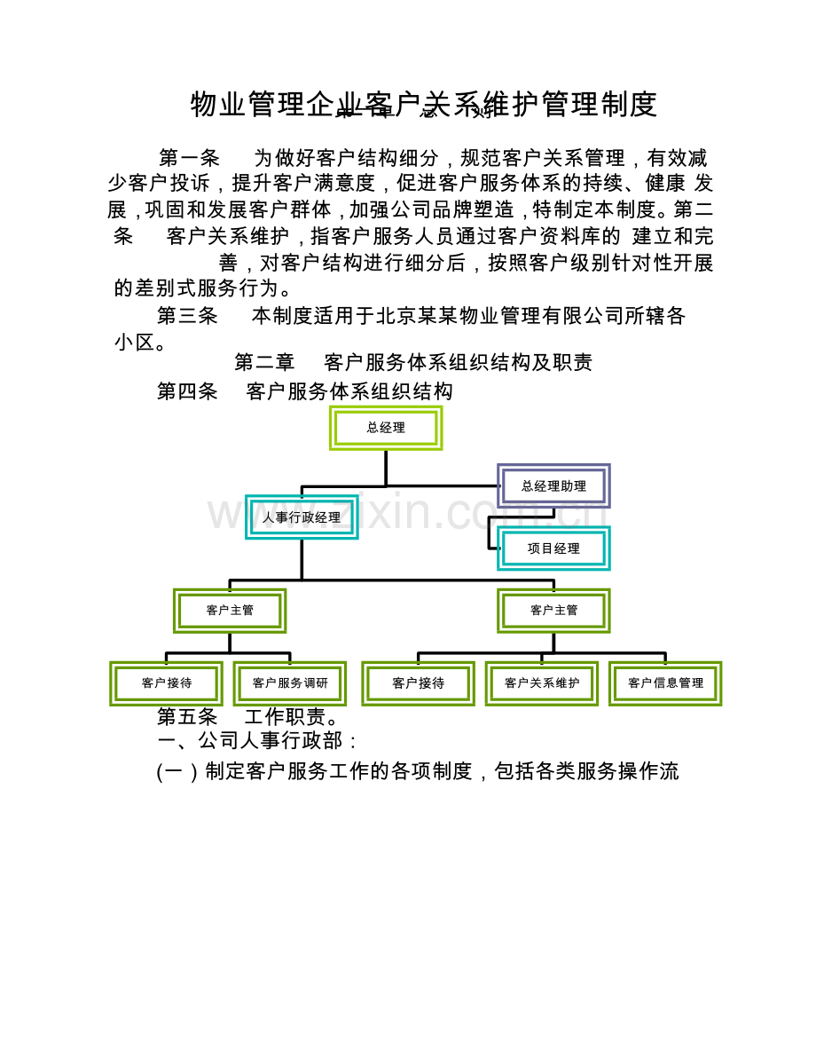 物业管理企业客户关系维护制度(人事行政类).doc_第1页