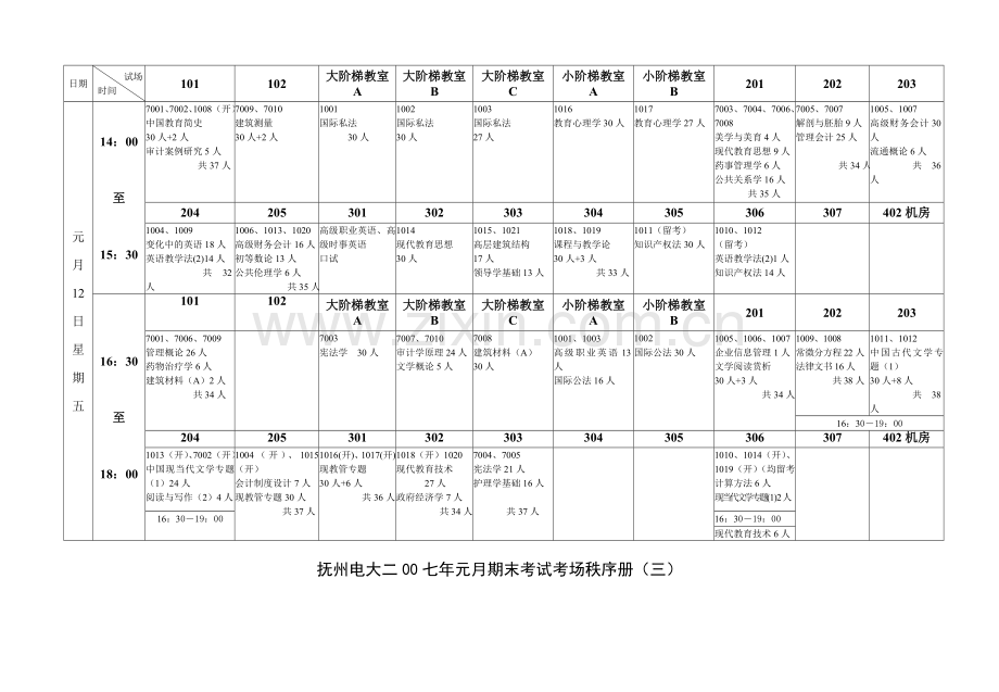 2017年电大抚州电大二00七年元月期末考试考场秩序册(一).doc_第3页