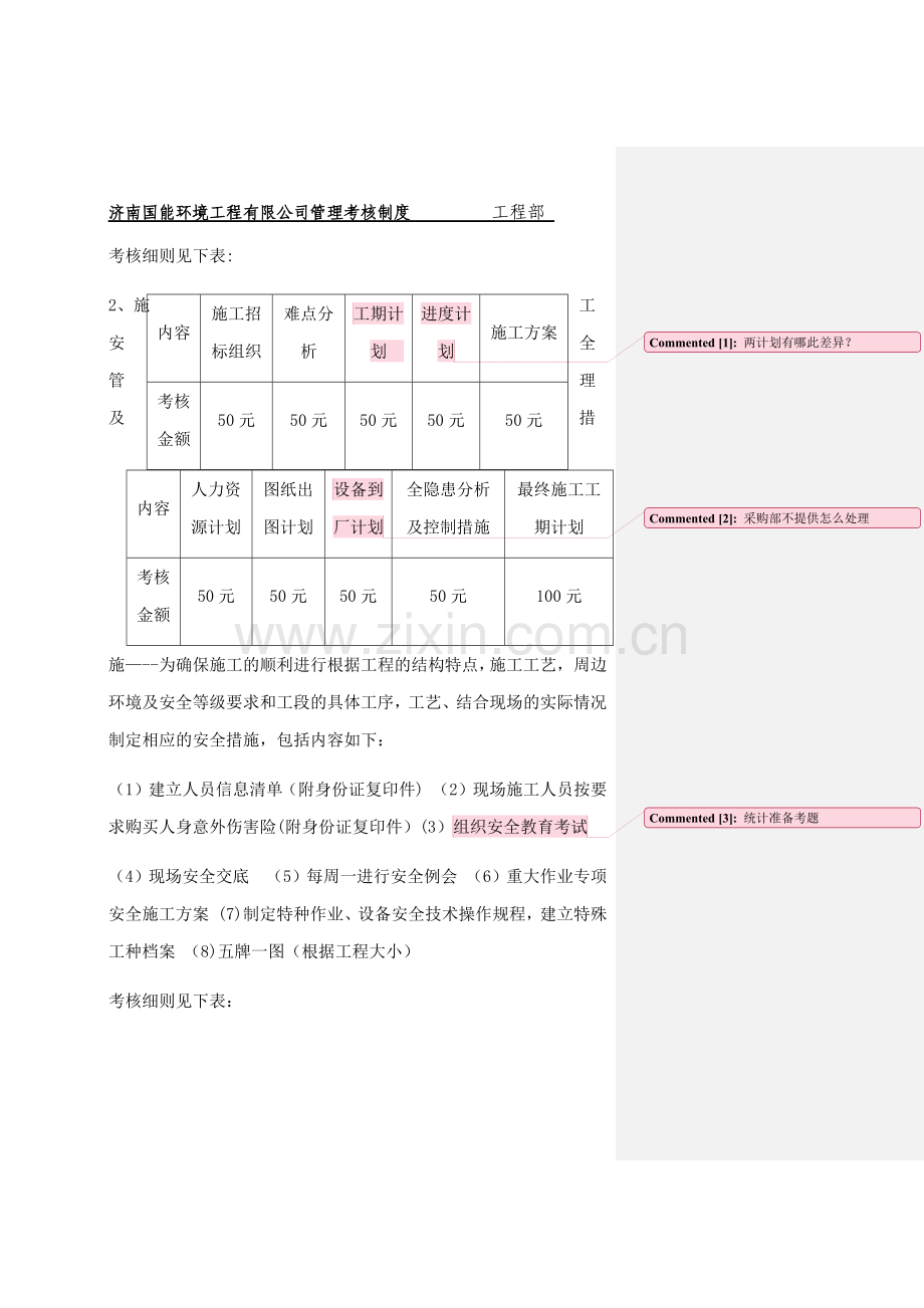 工程部管理人员考核管理制度(试行).doc_第3页