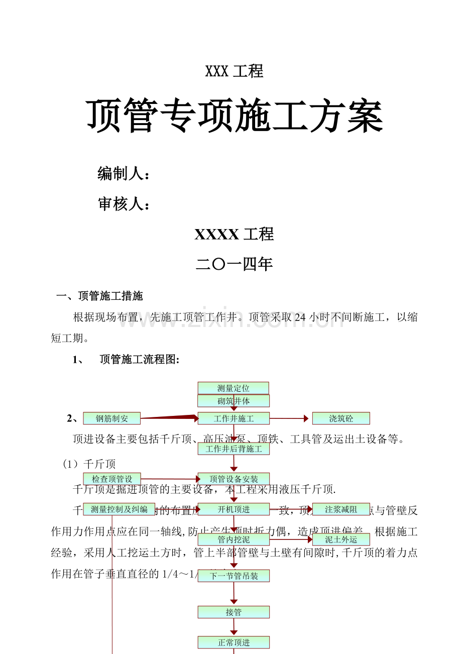 人工顶管施工方案(改)要点.doc_第1页