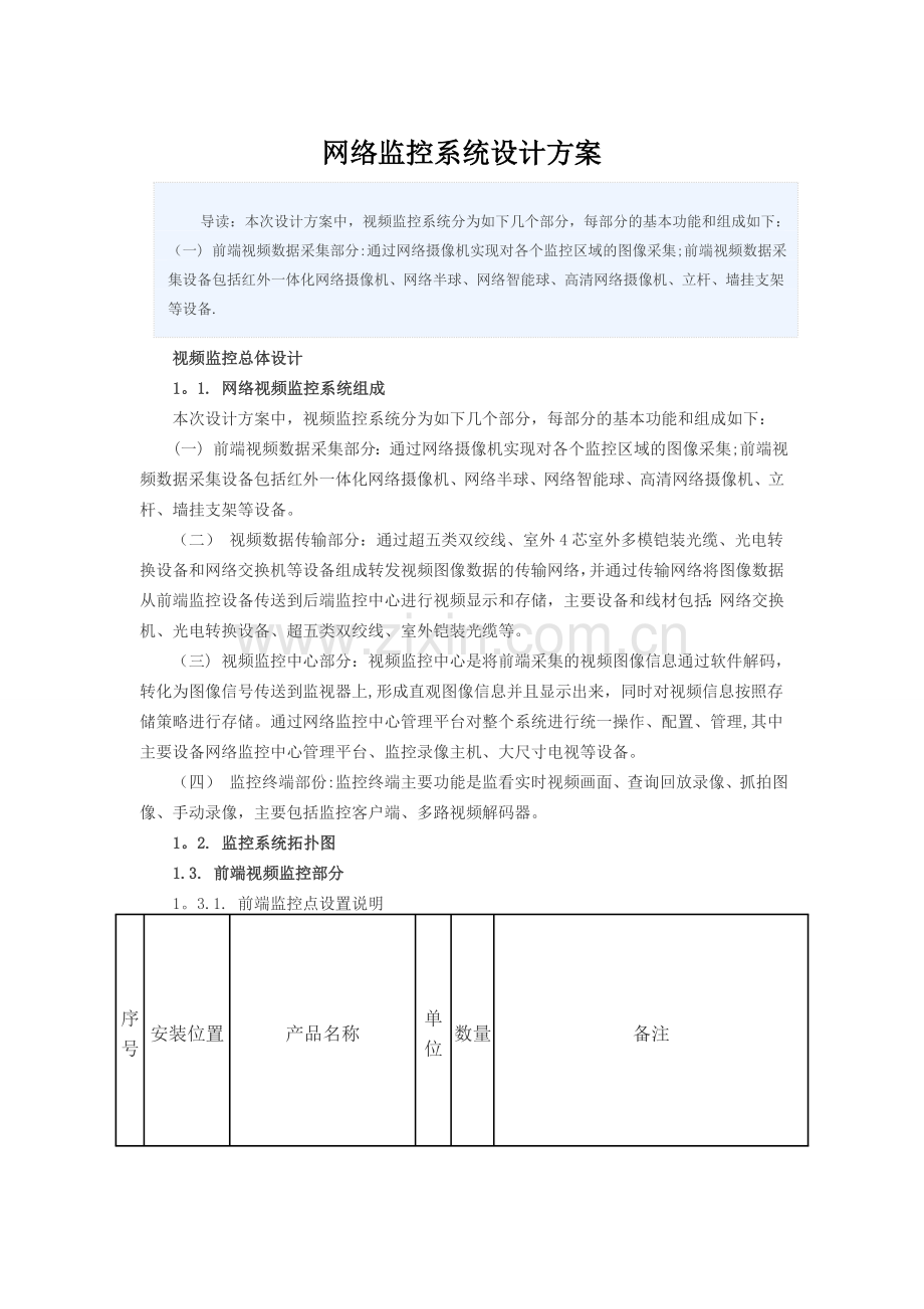 视频监控系统设计方案57547.doc_第1页