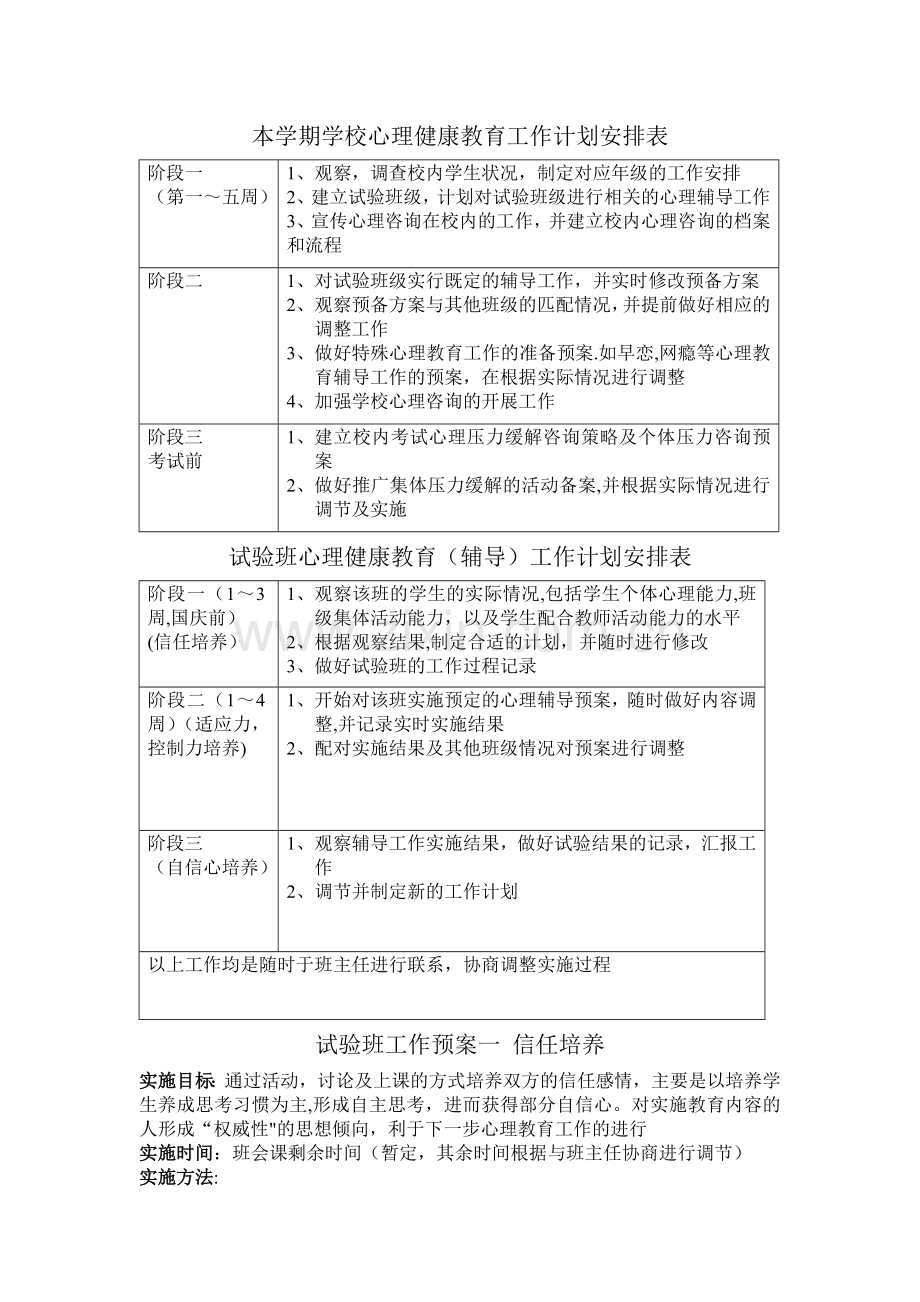 学校心理健康教育工作计划安排表.doc_第1页