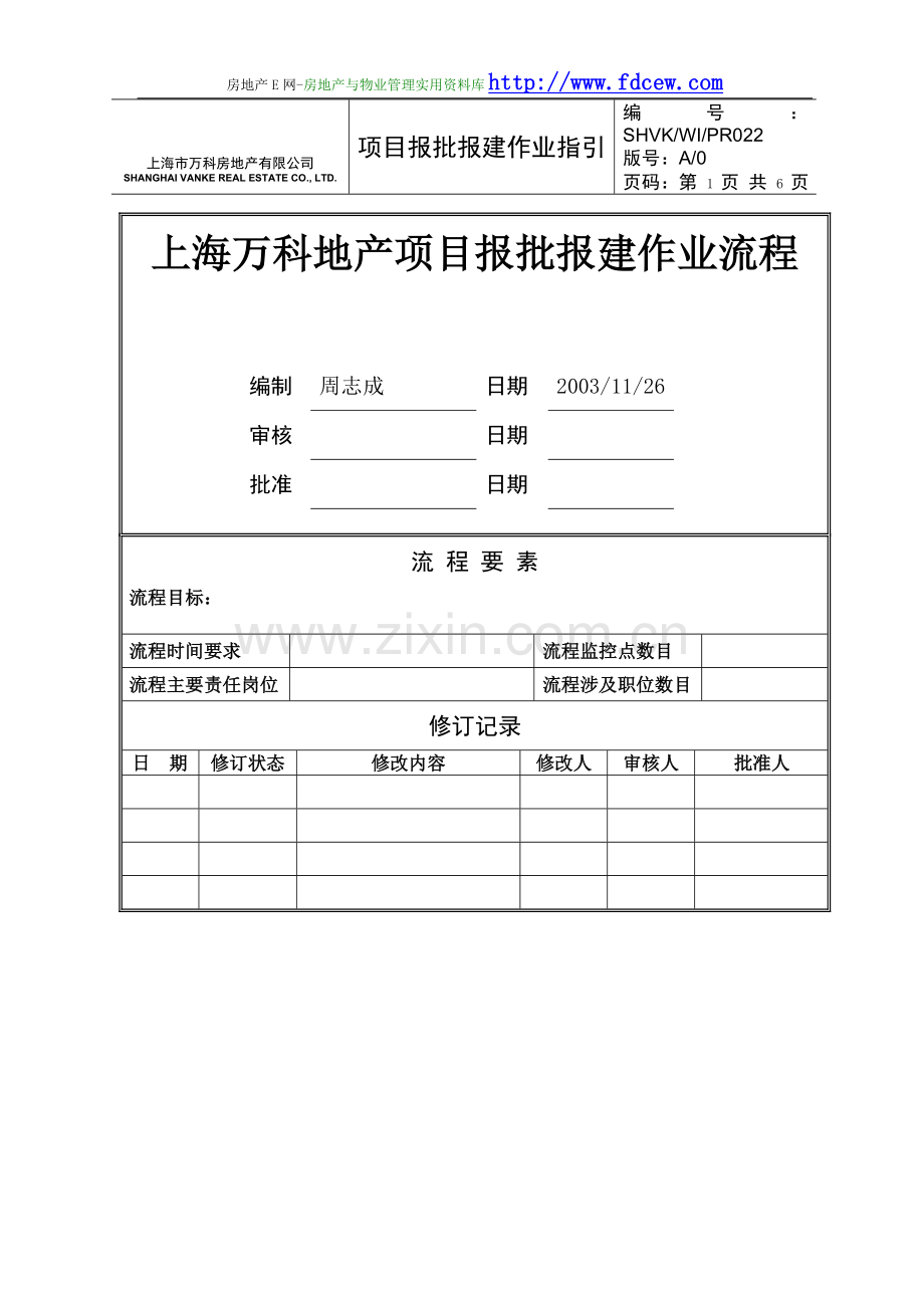 万科上海万科地产项目报批报建作业流程.doc_第1页