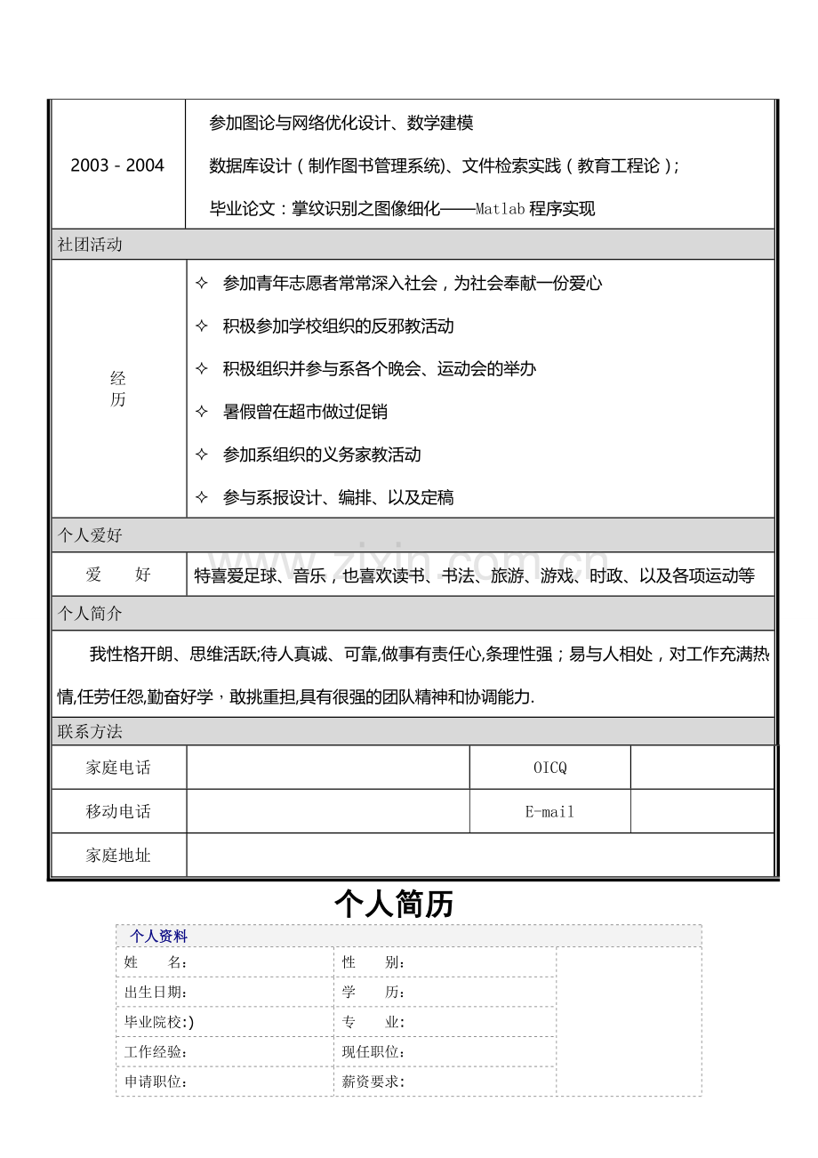 个人简历大全-可直接下载.doc_第2页