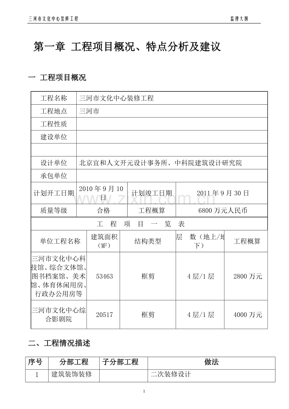 某装修工程监理大纲.doc_第1页